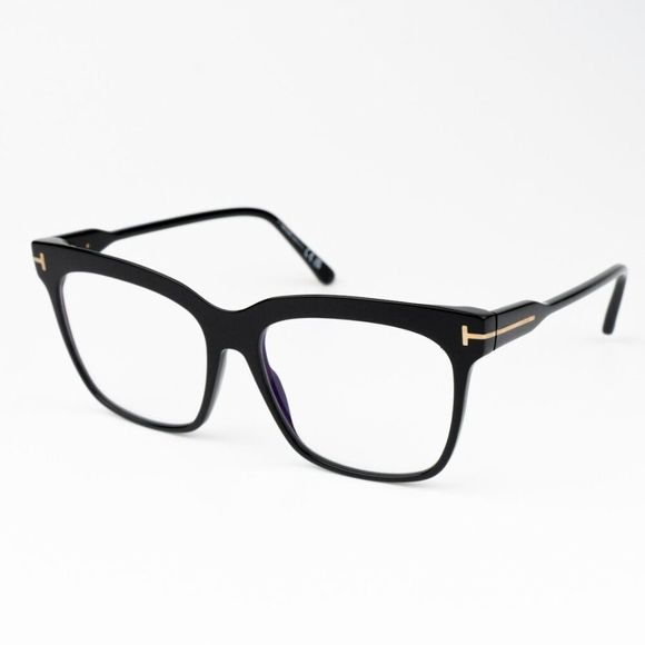 NEW Tom Ford FT5768-B 001 Shiny Black Blue Block Square Women Eyeglasses TF 5768 - Picture 4 of 10